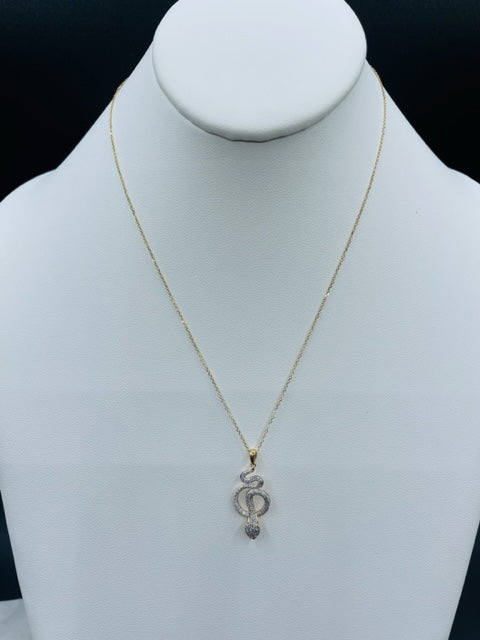 Serpent Pendant 14K Gold & Diamonds