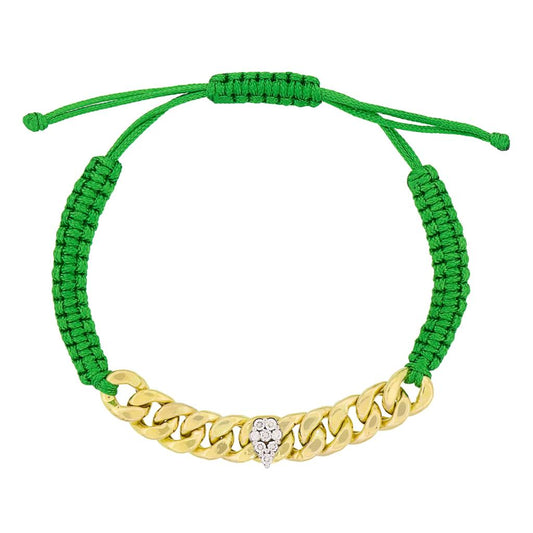 18K Gold Cuban with Diamonds Macrame