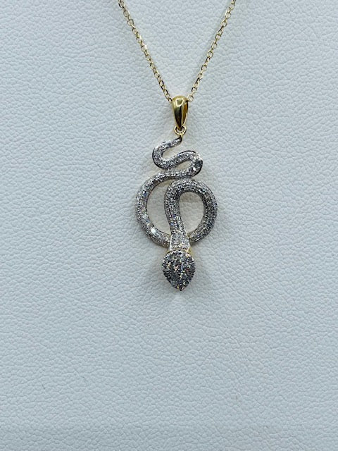 Serpent Pendant 14K Gold & Diamonds